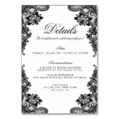 Elegante zwarte kanten trouwdetailkaarten kaart (Voorkant)