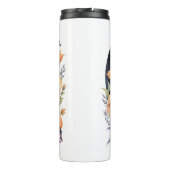 Elegante Zwarte Kat Bloemen Maan Kunst Kat Liefheb Thermosbeker (Achterkant)