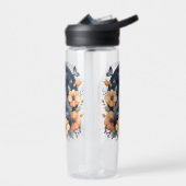 Elegante Zwarte Kat Bloemen Maan Kunst Kat Liefheb Waterfles (Links)