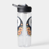 Elegante Zwarte Kat Bloemen Maan Kunst Kat Liefheb Waterfles (Rechts)