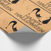 Elegante Zwarte Kat, Gelukkig Halloween Cadeaupapier (Hoek)