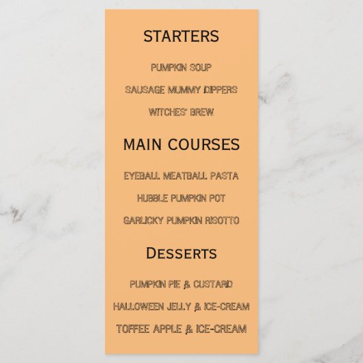 Elegante Zwarte Kat, Halloween Menu (Achterkant)