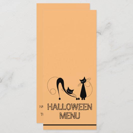 Elegante Zwarte Kat, Halloween Menu (Voorkant / Achterkant)