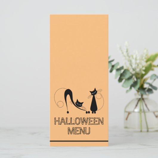 Elegante Zwarte Kat, Halloween Menu (Staand voorkant)