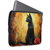 Elegante Zwarte Kat Laptop Sleeve (Voorkant Rechts)