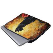 Elegante Zwarte Kat Laptop Sleeve (Voorkant onderkant)