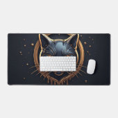Elegante Zwarte Kat Met Gouden Druppel Effect 🐈 Bureaumat (Keyboard & Muis)