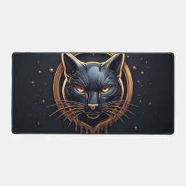 Elegante Zwarte Kat Met Gouden Druppel Effect 🐈 Bureaumat