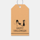 Elegante Zwarte Kat, Prettig Halloween Cadeaulabel (Voorkant)