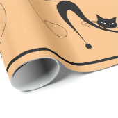 Elegante Zwarte Kat, Prettig Halloween Cadeaupapier (Rol Hoek)