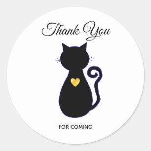 Elegante Zwarte Kat Silhouet Bedankt Ronde Sticker