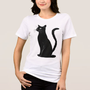 Elegante Zwarte Kat Silhouet Grafisch - Minimalist Tri-Blend Shirt