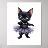 Elegante zwarte kattenballerina in paarse tutu poster (Voorkant)
