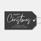 Elegante zwarte kerst cadeaulabel (Voorkant (Horizontaal))