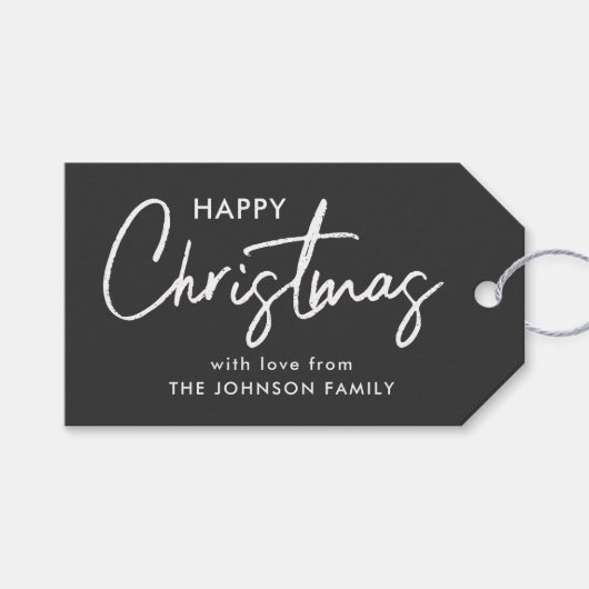 Elegante zwarte kerst cadeaulabel (Voorkant (Horizontaal))