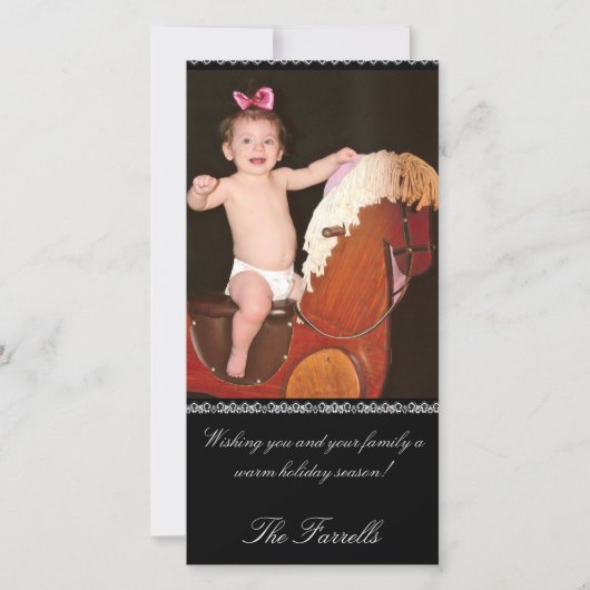 Elegante Zwarte Kerst Foto Kaart (Voorkant)