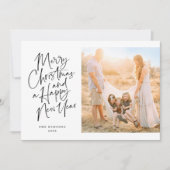 Elegante zwarte kerst kalligrafie script collage feestdagenkaart (Voorkant)