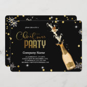 Elegante zwarte kerst luxe champagne kaart (Voorkant / Achterkant)