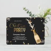Elegante zwarte kerst luxe champagne kaart (Staand voorkant)