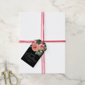 Elegante zwarte kerst | Moody Floral Holiday Cadeaulabel (Met Touw)