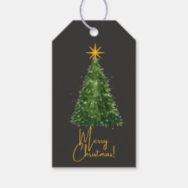 Elegante Zwarte Kerstboom Gift Tag Cadeaulabel