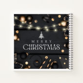 Elegante zwarte Kerstmis Spiraal Notebook Notitieboek (Achterkant)