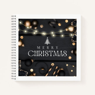 Elegante zwarte Kerstmis Spiraal Notebook  Notitieboek