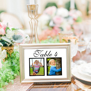 Elegante Zwarte Kindertijd Foto Tafel Nummerkaart Kaart