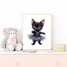 Elegante Zwarte Kitten Ballerina in Paarse Tutu