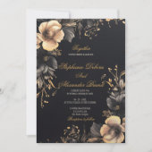 Elegante zwarte klassieke donkere gotische bloemen kaart (Voorkant)