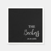 Elegante zwarte klassieke kalligrafie Vintage brui Servet (Voorkant)