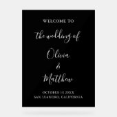 Elegante zwarte klassieke minimalistische bruiloft acryl bord (Voorkant)