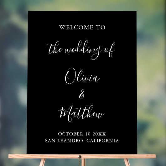 Elegante zwarte klassieke minimalistische bruiloft acryl bord (Neutraal)