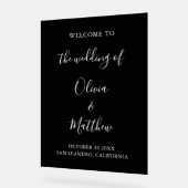 Elegante zwarte klassieke minimalistische bruiloft acryl bord (Hoek)