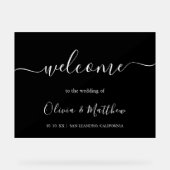 Elegante zwarte klassieke minimalistische bruiloft acryl bord (Voorkant)