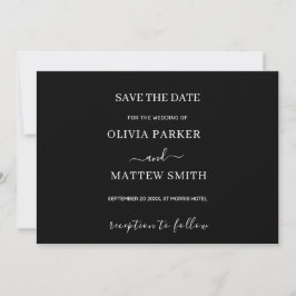 Elegante zwarte klassieke minimalistische bruiloft save the date