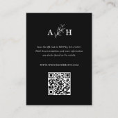 Elegante zwarte klassieke monogram QR-code RSVP-ka Informatiekaartje (Voorkant)