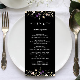 Elegante Zwarte Kleurrijke Wilde Bloemen Bloemstuk Menu
