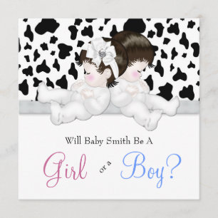 Elegante Zwarte Koe Print Geslacht Onthullen Douch Kaart