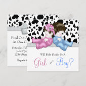 Elegante Zwarte Koe Print Geslacht Onthullen Douch Kaart (Voorkant / Achterkant)