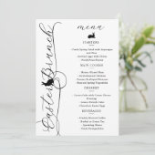 Elegante Zwarte Krullen en Paashaas Brunch Menu (Staand voorkant)