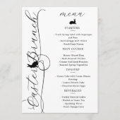 Elegante Zwarte Krullen en Paashaas Brunch Menu (Voorkant)