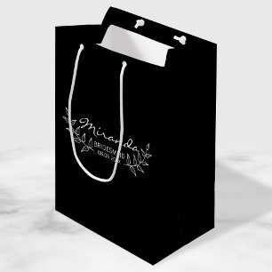 Elegante zwarte laurels gepersonaliseerde bruidsme medium cadeauzakje