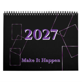 Elegante Zwarte Lavendel Geometrische Frame Aangep Kalender