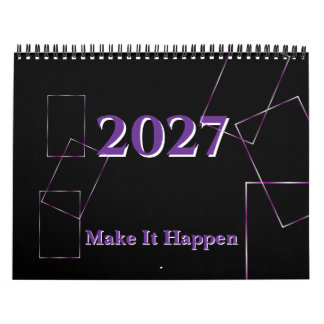 Elegante Zwarte Lavendel Geometrische Frame Aangep Kalender