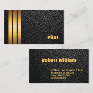 Elegante Zwarte Leren Gouden Piloot Kapiteinsstrep Visitekaartje