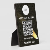 Elegante Zwarte Leren Gouden Spotlight QR Code Wif Fotoplaat (Zijkant)