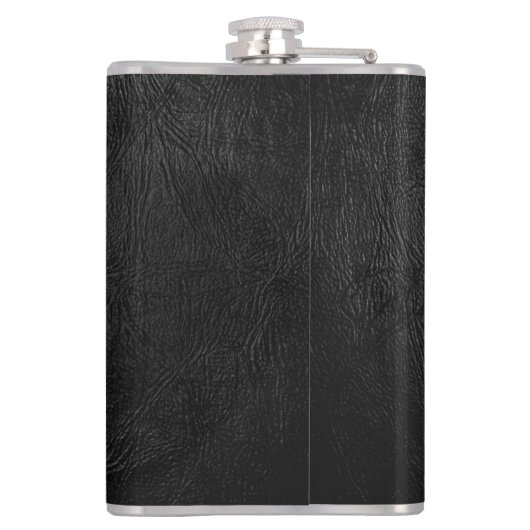 Elegante zwarte leren look gepersonaliseerd heupfles (Achterkant)