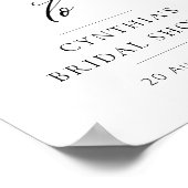 elegante zwarte lettering bruidsdouche welkomstbor poster (Hoek)