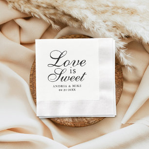 Elegante Zwarte Liefde is Zoete Bruiloft Servet